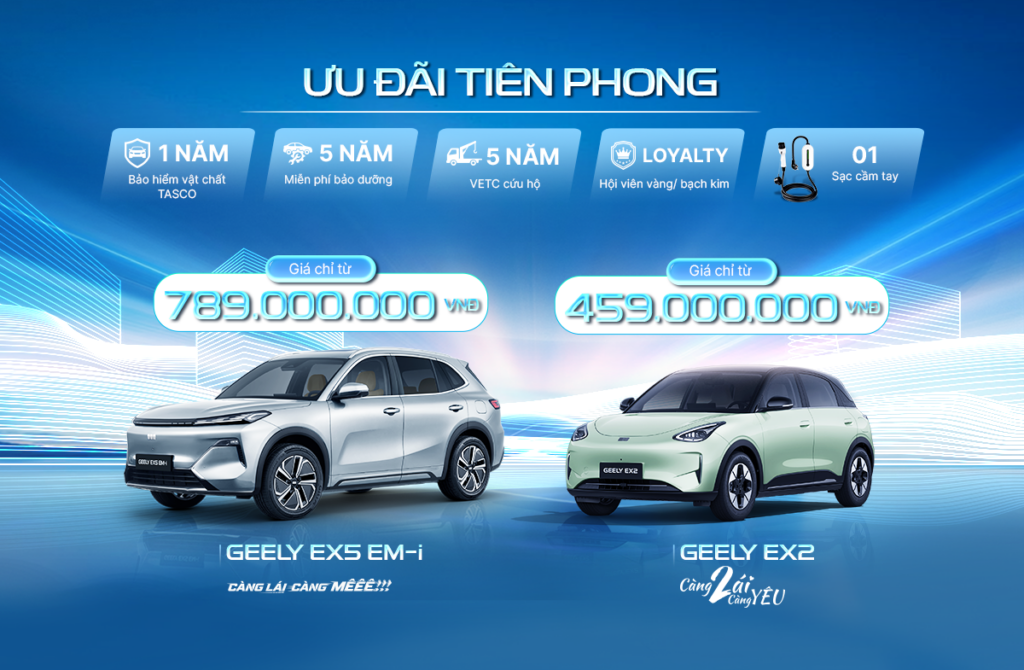 Geely Công Bố Chương Trình “Ưu Đãi Tiên Phong” Cho Bộ Đôi Xe Năng Lượng Mới Geely EX5 EM-i và Geely EX2